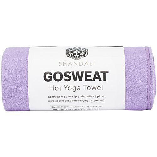 Shandali GoSweat Non-Slip Hot Yoga Towel with Super-Absorbent Soft Suede Microfiber in Many Colors, for Bikram Pilates and Yoga Mats. - color: Violet, size: 72.00" x 26.50"