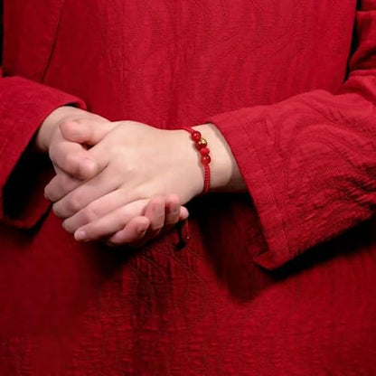 2026 Chinese New Year of Horse Bracelets for Women Men, 12 Chinese Zodiac Bracelet Good Luck Red String Animal Horse Charm Braided Bangle Adjustable Jewelry Gift - color: Cylinder+Circle