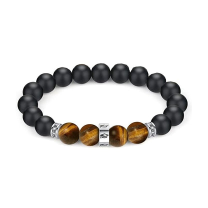 Healing Beads Bracelets for Women Men, Adjustable Natural Stone Beaded Bracelet Stackable Chain Stretch Jewelry Gifts - color: Black-1