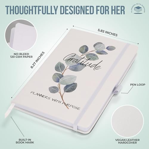 Gratitude Journal for Women - 5 Minute Daily Self Care & Mindfulness Planner with Guided Prompts for Positivity, Affirmations, Manifestation, Reflection - Undated Happiness Diary - color: White