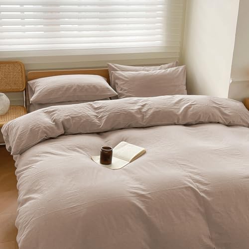 100% Washed Cotton Weighted Blanket Cover, Linen Feel Duvet Cover for Weighted Blanket 80"x87", Plain Simple Cotton Heavy Blanket Duvet Cover (Beige, 80"x87") - color: Beige (No Blanket), size: 80"x87"