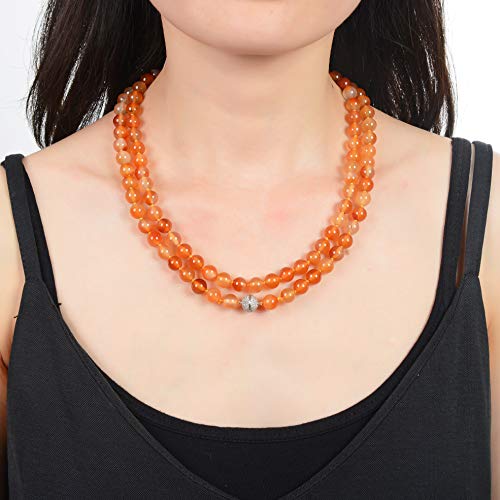 mala Beads Necklace for Women Man, mala Bracelet, Prayer Beads Necklace - color: orange carnelian no tassel