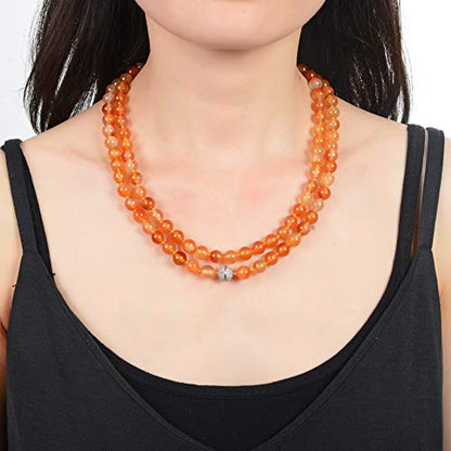 mala Beads Necklace for Women Man, mala Bracelet, Prayer Beads Necklace - color: orange carnelian no tassel