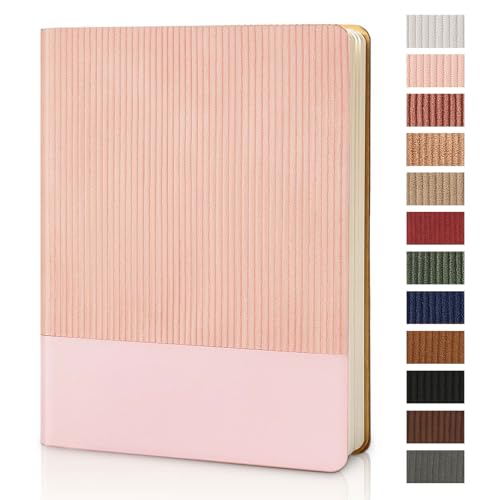 Lined Journal Notebook for Work College Ruled Note Book 7.2"x9.6"B5 PU Leather Daily Journaling 160 Pages for Women Men Writing Home School Supplies Business (Pink) - color: 05-Pink-1pack, style: B5 Lined 160pages