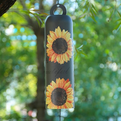 Taman Wind Chime - 28" Sunflower Metal Wind Bell Deep Tone Serenity Valentine's Day Gift Mobile Memorial Sympathy Gift for Home, Outdoor, Yard, Patio,Garden Decor
