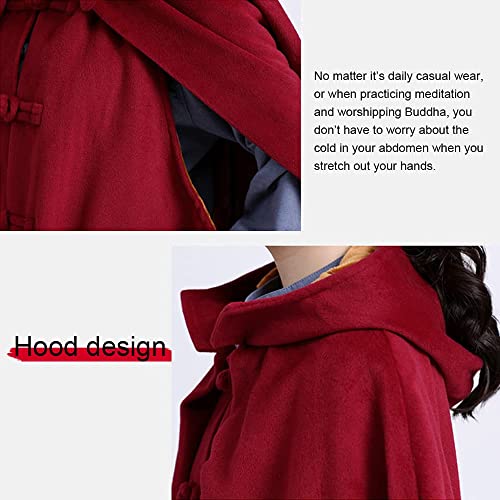 Meditation Hooded Cloak Buddhist ed Monk Outfit Winter Meditation Clothing Robe Unisex - color: B., size: Large