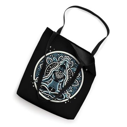 Serene Lotus Pose Meditation Artistic Mandala Yoga Tote Bag