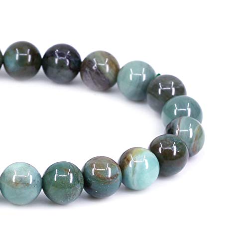Amandastone Natural Gemstone 8mm Round Beads Stretch Bracelet 7 Inch - color: Australian Blood Jasper