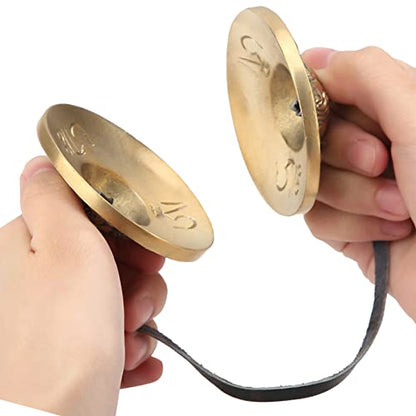 Meditation Bell, 6.5cm Tibetan Tingsha Cymbals Meditation Chime Bells Yoga Finger Chime Buddhist Percussion Instruments (Auspicious patterns) - size: Auspicious patterns