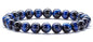 Men Women 8mm Natural Stone Lava Rock Diffuser Bracelet Elastic Yoga Agate Beads Bracelet Bangle - color: blue Tiger Eye