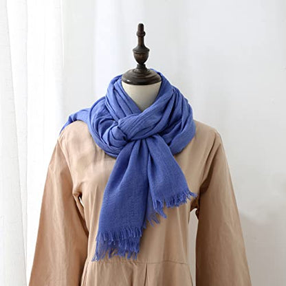 Jeelow Solid Color Scarf Wrap Shawl for Women Men – Soft Lightweight Head Scarf, All Season, Travel Beach Office Daily Wear - color: Azure Navy