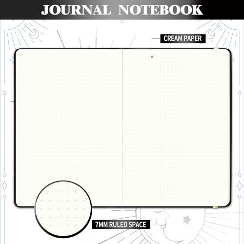 Artfan Dotted Journal/Notebook - Dot Grid Hard Cover Notebook, Premium Thick Paper with Fine Inner Pocket, Black Smooth Faux Leather, Pen Loop, 5.8''×8.4'' - Black - color: BLACK18