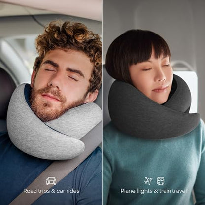 Ostrichpillow Go Neck Pillow, Travel Pillows for Airplanes, Premium Memory Foam Travel Pillow, 360º Ergonomic Design, Asymmetrical Sides, Travel Bag Included, Washable Modal Cover - color: Dark Night