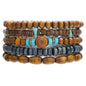 Puka Shell Bracelet for Men Wooden Bracelets Turquoise Stack Beaded Minimalist Trendy Jewelry for Friend Gift - style: 5pcs-Blue Brown