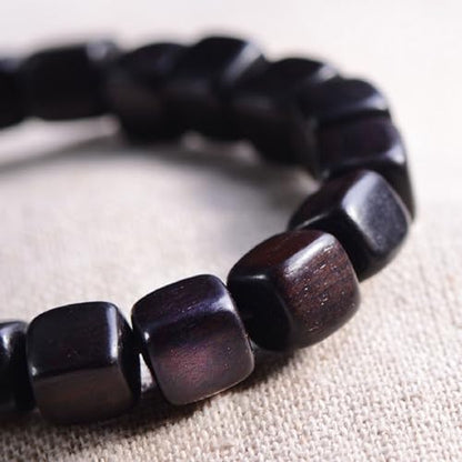 Handmade Wooden Beaded Bracelet – 7mm Natural Beads, Adjustable Stretch Cord, Comfortable Wear for Women & Men