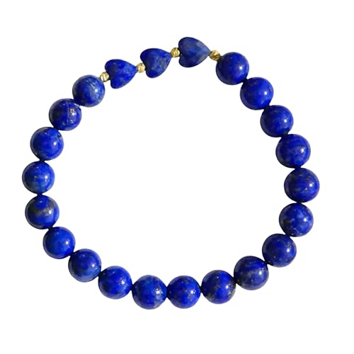 Lapis Lazuli Healing Bracelet – Real Crystal Beads for Stress Relief, Meditation & Chakra Balance – Natural Gemstone Jewelry Gift for Women & Men, Adjustable Stretch Fit - style: heart with gift boxes