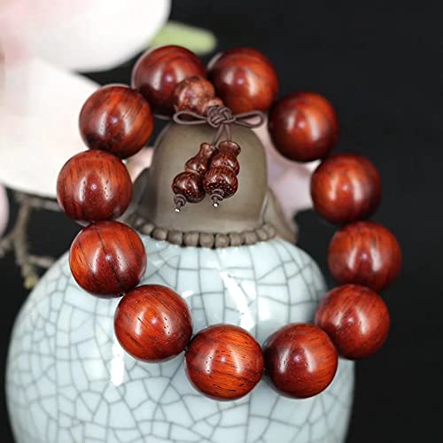 Men Women Buddhist 12 Prayer Mala Beads Sandalwood Bracelet Natural Wood Bead Yoga Meditation String Relieve Anxiety Bracelets - color: Red Sandalwood