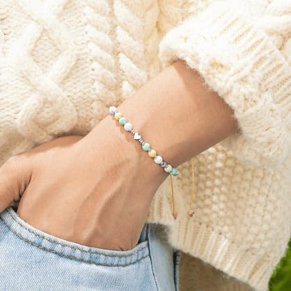 Birthday Bracelet: 6mm Natural Stone Healing Bracelet Inspirational Self-Care Gifts for Women, Mom, Daughter, Wife, Coworkers, Friend, Bestie, Granddaughter - color: Blue