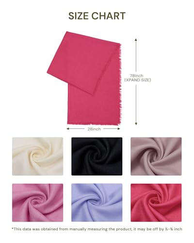 KVSS Women's Fine Knit Shawl, 55% Cashmere 45% Mulberry Silk, X Gauge 120/2NM Yarn Lightweight Spring Summer Wrap Scarf - color: Cerise