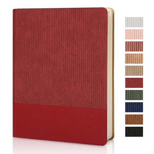 Lined Journal Notebook for Work College Ruled Note Book 7.2"x9.6" B5 PU Leather Daily Journaling 160 Pages for Women Men Writing Home School Supplies Business (Red) - color: 08-Red-1pack, style: B5 Lined 160pages