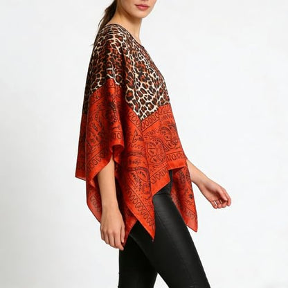 Women's Satin Cover Up Short Poncho Tops Sheer Chiffon Boho Pashmina Shawl Beach Soft Shawl - color: Style21
