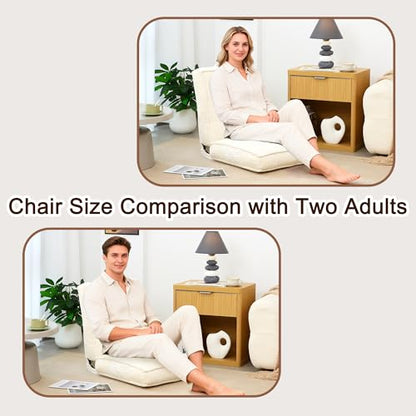 Adjustable Floor Chair with Back Support, 6-Position, Folding Japanese Meditation Tatami Chair, Comfy Gaming Chairs for Adults, Accent Sofa Reading Chairs, Living Room, Bedroom, Beige - color: Beige