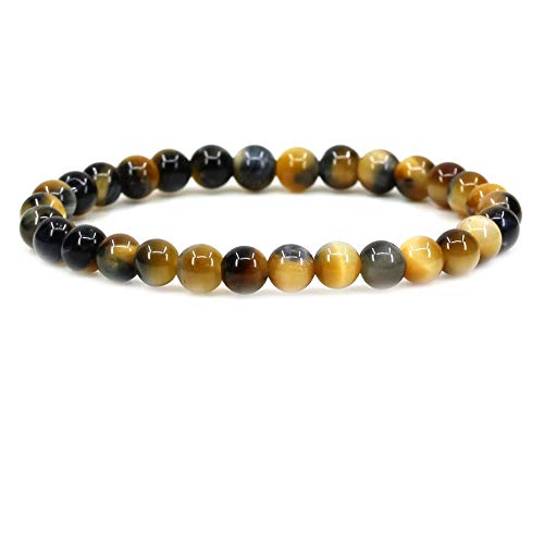 Keleny Semi Precious Crystal 6mm Round Beads Rock Yoga Stretch Bracelet 7 Inch Unisex Unisex - color: Blue