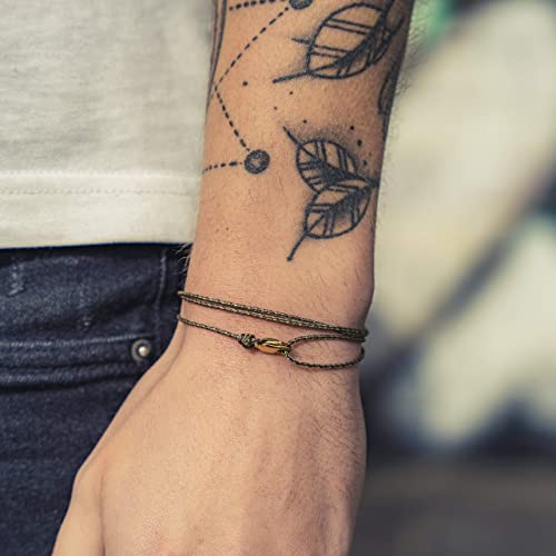 Made by Nami Nautical Rope Bracelet for Men Waterproof & Adjustable Wrap String Bracelets with Snap Hook Gift for Him - color: Outdoor Gold