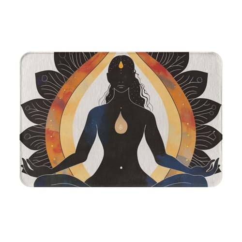 Yoga Meditation Printed Flannel Non - Slip Floor Mat 16x24in - Soft Plush Microfiber Rug for Every Indoor Space - color: Yoga Meditation