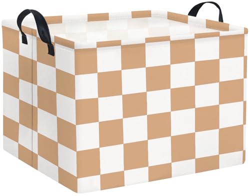 Rectangular Baby Girl Basket Fabric Storage Basket Storage Bin Organizer Box Room Decor(Brown Checkered) - color: Brown Checkered