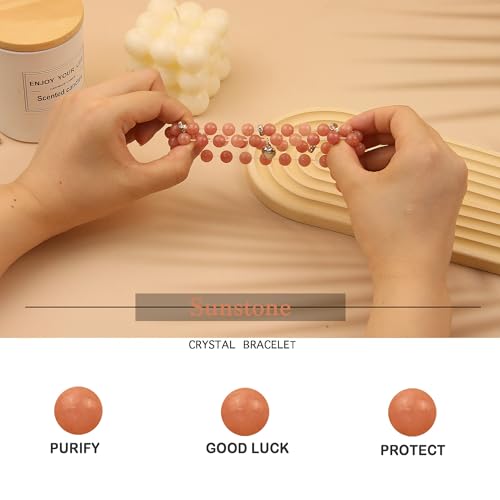 2Pcs Healing Crystal Bracelets for Women Handmade Beaded Bracelet Healing Prayers Crystal 8mm Natural Stone Beads Bracelet Stress Relief Get Well Soon Gifts