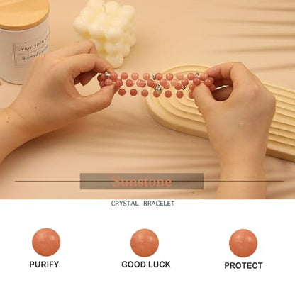 2Pcs Healing Crystal Bracelets for Women Handmade Beaded Bracelet Healing Prayers Crystal 8mm Natural Stone Beads Bracelet Stress Relief Get Well Soon Gifts