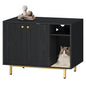 Hzuaneri Cat Litter Box Enclosure,Hidden Litter Box Furniture with Storage, Large Wooden Cabinet with Sisal Mat, Modern Cat Washroom for Living Room, Bedroom, Entryway, Black and Gold CB01504G - color: Black and Gold