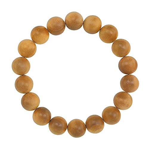Sandalwood Bracelet for Women Men Buddhist Prayer Strand Chandan Bracelet Handmade Stretchable Elastic Sandalwood Beaded Wristbands for Yoga Meditation - style: 10mm Beads