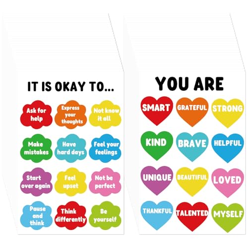 240 Pcs Mental Health Cards Motivational Reading Cards Rewards Prizes Inspirational Gift for Boho Classroom Library Teacher Supplies(I am) - color: positive bright