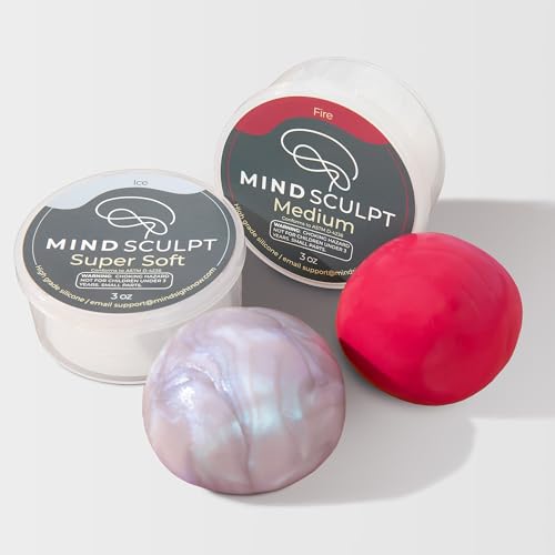 MindSculpt Fidget Putty 2-Pack | Adults & Kids 7+ | High-Grade Silicone Putty (Super Soft + Medium tubs), 3oz Each | Stress & Anxiety Relief | Wellness Gift | Fidget Toy - size: Putty 2-Pack