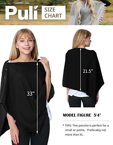 PULI Women's Versatile Knitted Shawls Scarf Poncho Sweater with Buttons Lightweight Spring Summer Fall Wraps - color: A-burgundy