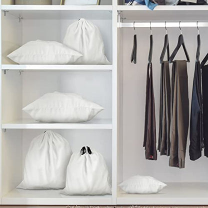 10 Pcs Dust Cover Bags Large Cotton Breathable Bags Dustproof Drawstring Storage Bag for Shoes Purses Handbags Travel Packing Luggage Organizer Home Storage, 2 Sizes
