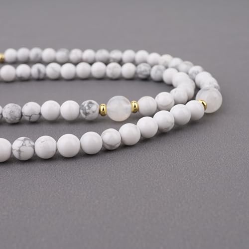 COAI Japamala Namaste Charm 108 Mala Beads Wrap Bracelet Stone Beaded Necklace - style: Howlite