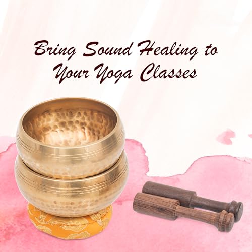 Tibetan Singing Bowl Set - Authentic Cuencos Tibetanos for Sound Healing, Meditation & Chakra Balancing - Includes Cushion, Mallet-Unique Spiritual Gifts for Women and Men (2 Chakra Set) - color: 2 Chakra Set