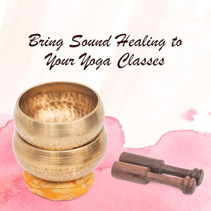 Tibetan Singing Bowl Set - Authentic Cuencos Tibetanos for Sound Healing, Meditation & Chakra Balancing - Includes Cushion, Mallet-Unique Spiritual Gifts for Women and Men (2 Chakra Set) - color: 2 Chakra Set