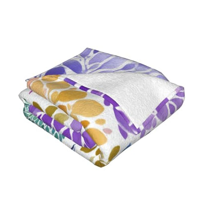 Abstract Floral Composition Fleece Blanket, Artistic Purples Flower, Lightweight Blankets for Meditation Spaces,for All Seasons,Very Suitable for Keeping Warm in Winter and Autumn 40"X30" - size: 40”X30”
