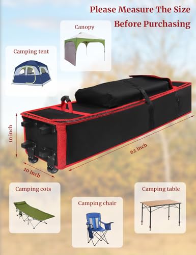 Wheeled Canopy Tent Replacement Bag 10x10x62, Heavy Duty 800D Oxford Carry Bag with Wheels & Handle, Waterproof Storage Case for Pop Up Canopy Frame - size: 10x10x62Inch