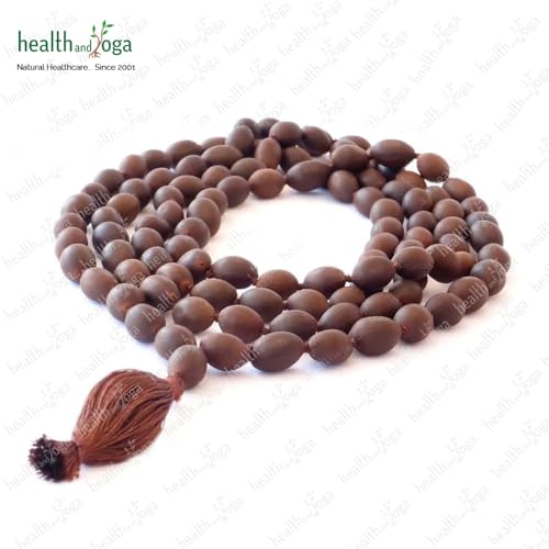 HealthAndYoga™ Lotus Mala Beads with Velvet Pouch (86 cm String, 108+1 Seeds)- Prayer, Meditation, Energy Chakra Balancing, Mantra Japa Recitation for Spiritual Growth – Long Necklace with Large Beads