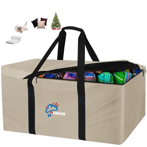 SIRUITON 69”L x 29.5”W x 21.6”H Outdoor Cushion Storage Bag,Patio Furniture Cushion Storage Bag,Heavy Duty 600D Oxford Garden Cushion Storage Covers, Waterproof 9FT Christmas Tree Storage Bags. - color: Khaki, size: 69x29.5x21.6in