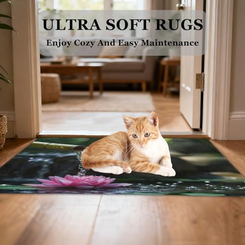 Meditation Relaxation Pattern Area Rug 2'x3' Non-Slip Indoor Doormat Soft Faux Cashmere Machine Washable Floor Mat for Entryway Living Room Bedroom