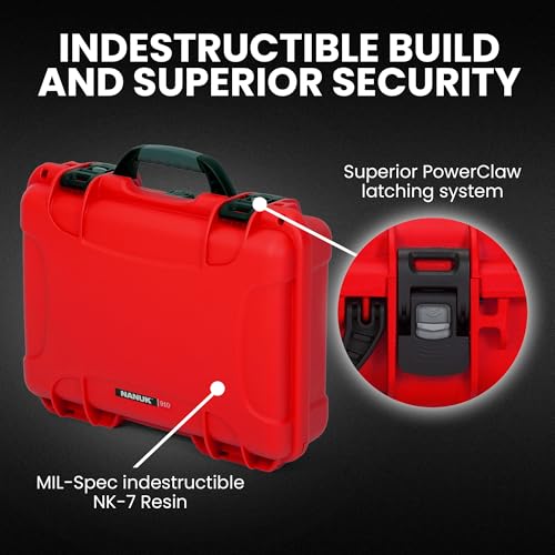 NANUK 910 Empty Waterproof Hard Case – 14.3” x 11.1” x 4.7”, Protective Case for Gear – Impact-Resistant, Dustproof, Airline Carry-On Approved – Made in Canada, Red - color: Red, style: Empty