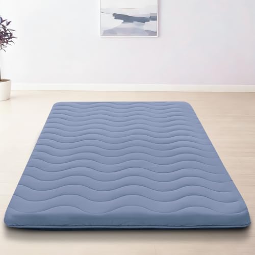 Japanese Floor Mattress, 100% High Density Comfortable Foam, 4" Thicken Foldable Mattress Tatami Mat Sleeping Pad, Ideal for Comfort and Support, Kids Floor Lounger Pillow Bed Sofa, Blue, Twin - color: Blue, size: Twin( 80 x 39 )
