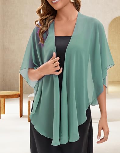 Baoqiya Chiffon Shawl Evening Scarf Shawls and Wraps for Women Wedding Party Bridal Scarves Cover Ups - color: Bean Green