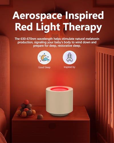 White Noise Sound Machine: Red Light Therapy Sleep Sound Machine with 38 Soothing Sounds & Calming Womb Soother, Memory Function, Dimmable Nursery Night Light with Timer for Baby Adult Gift - color: Putty